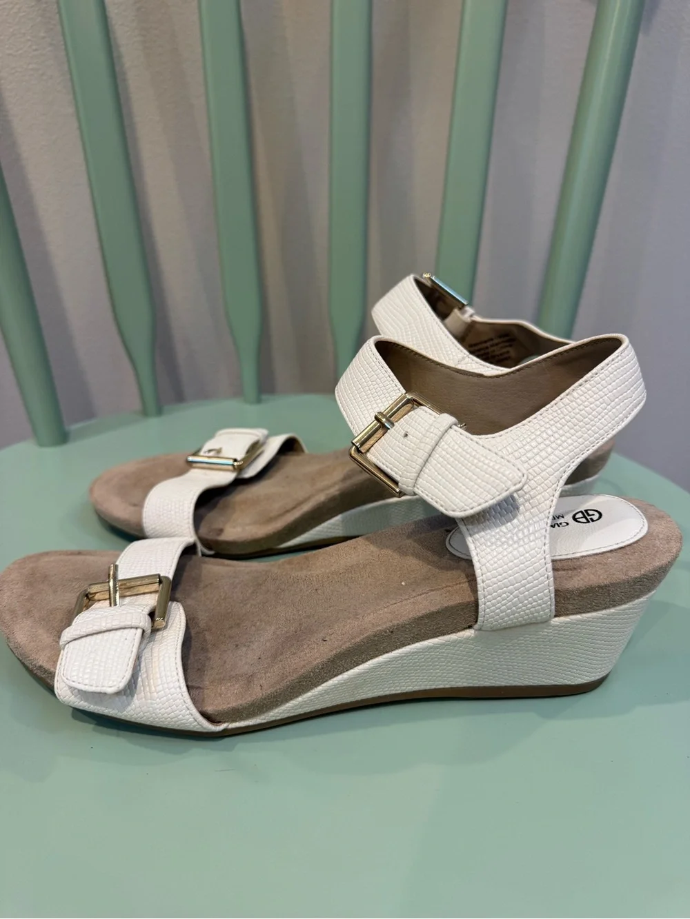 Giani Bernini Bryan’s Memory Foam White Wedge Sandals